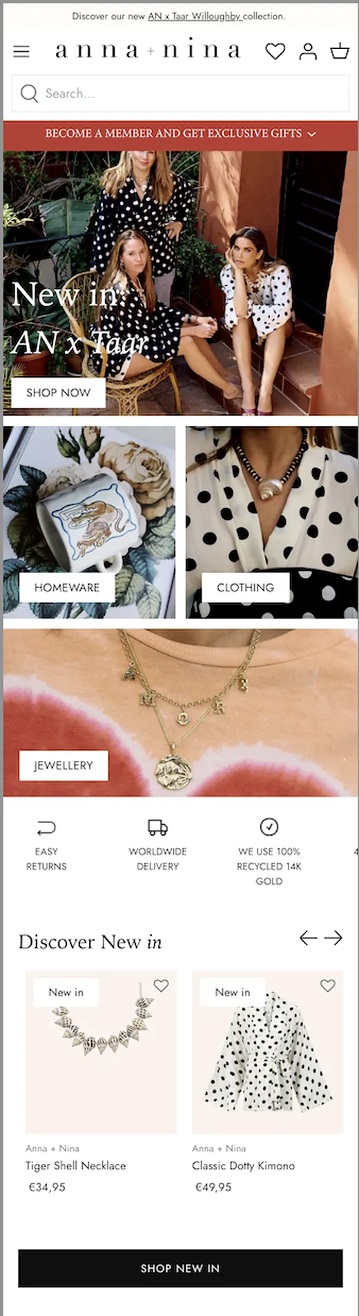 Anna + Nina homepage screenshot